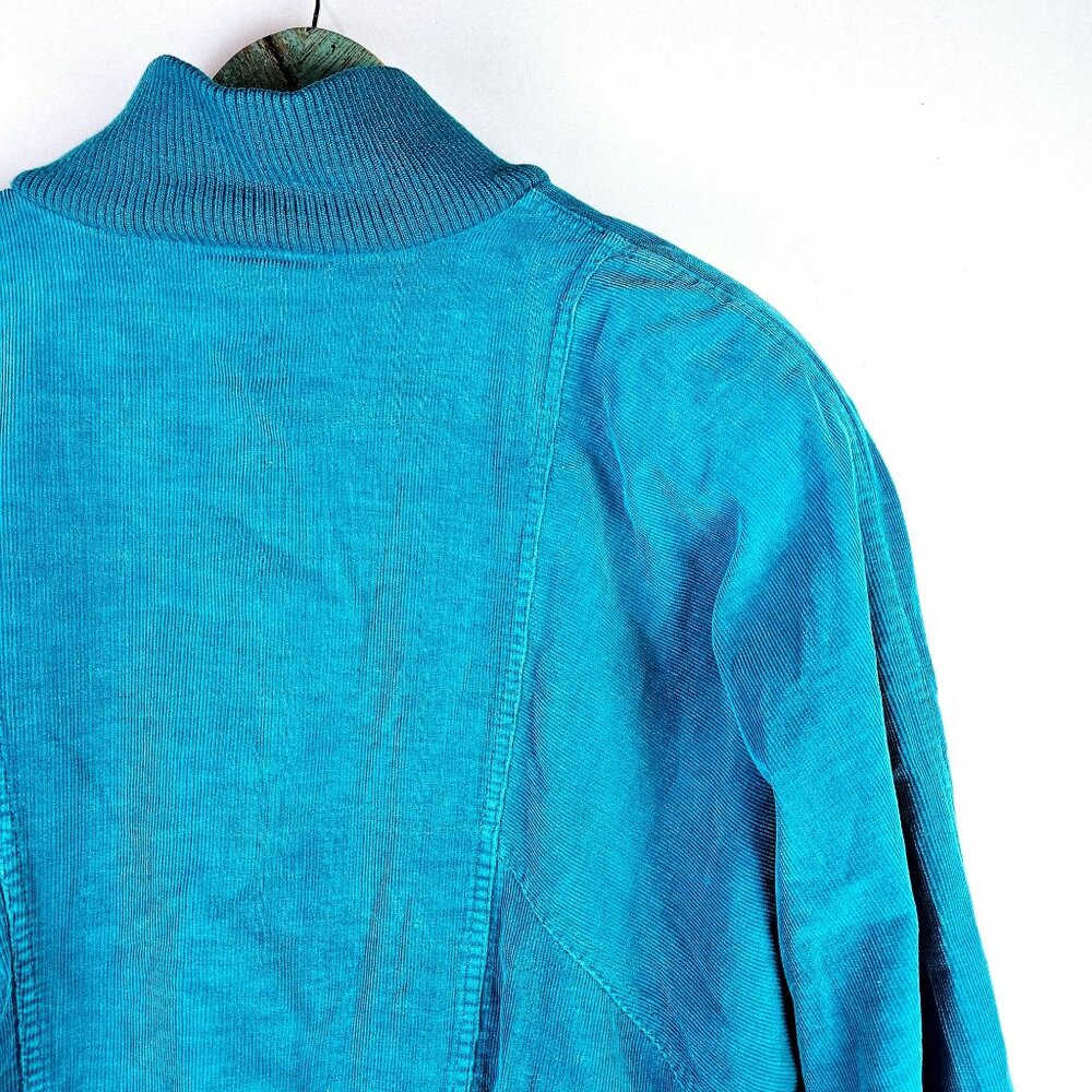Vintage 80's Pacer Aqua Teal Corduroy Winter Jacket, Sz M - Picture 7 of 10